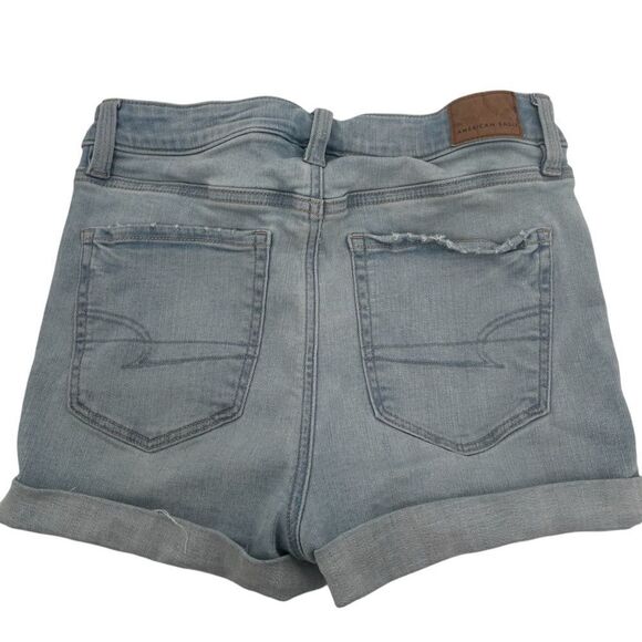 American Eagle light wash high-rise shortie cuffed shorts size 2 - Picture 2 of 5